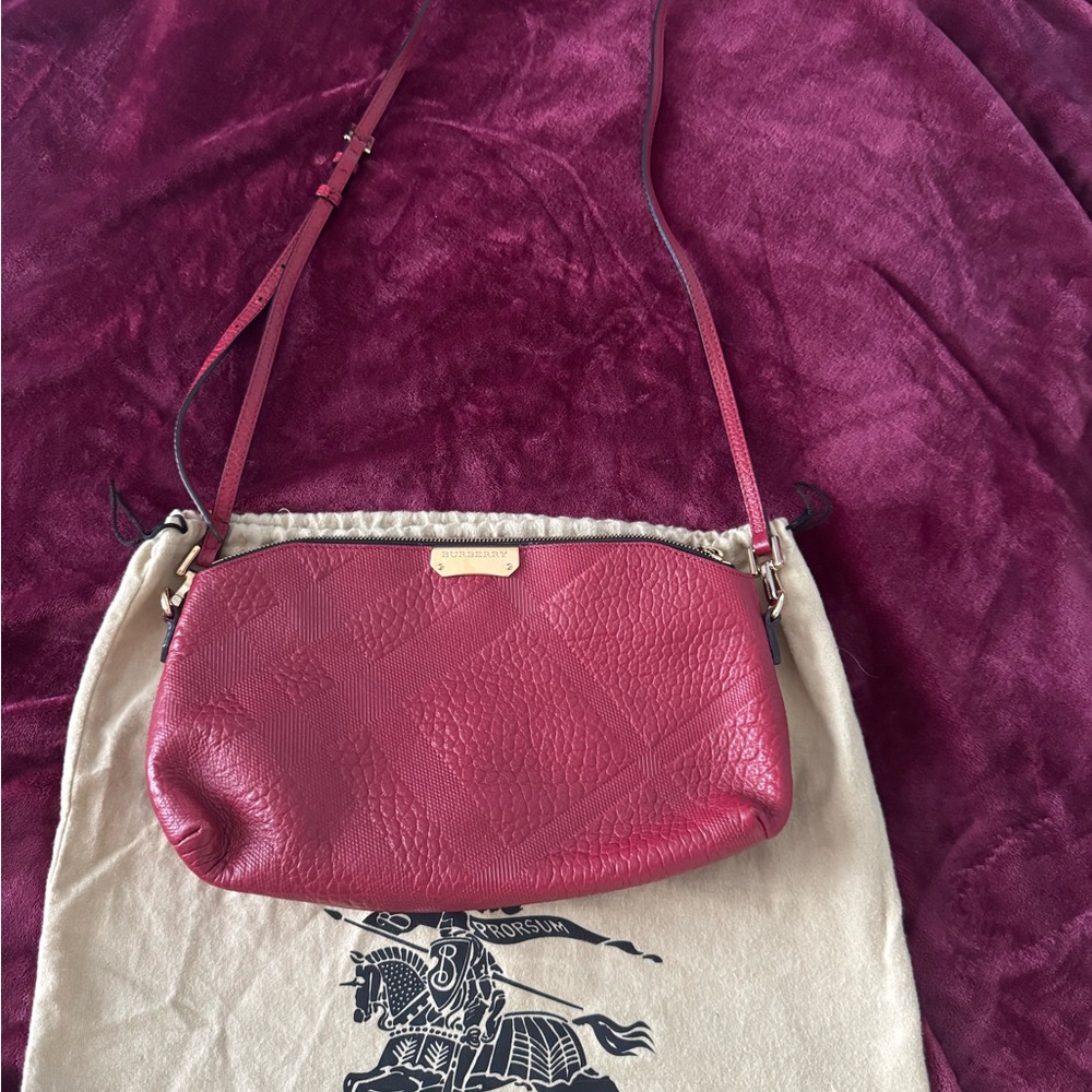 Burberry Elegant Red Leather Crossbody Bag